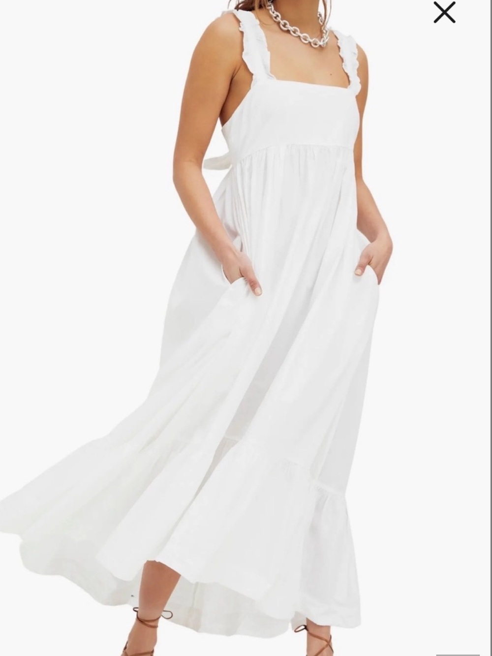 free people isabella midi dress with ruffle detail on straps